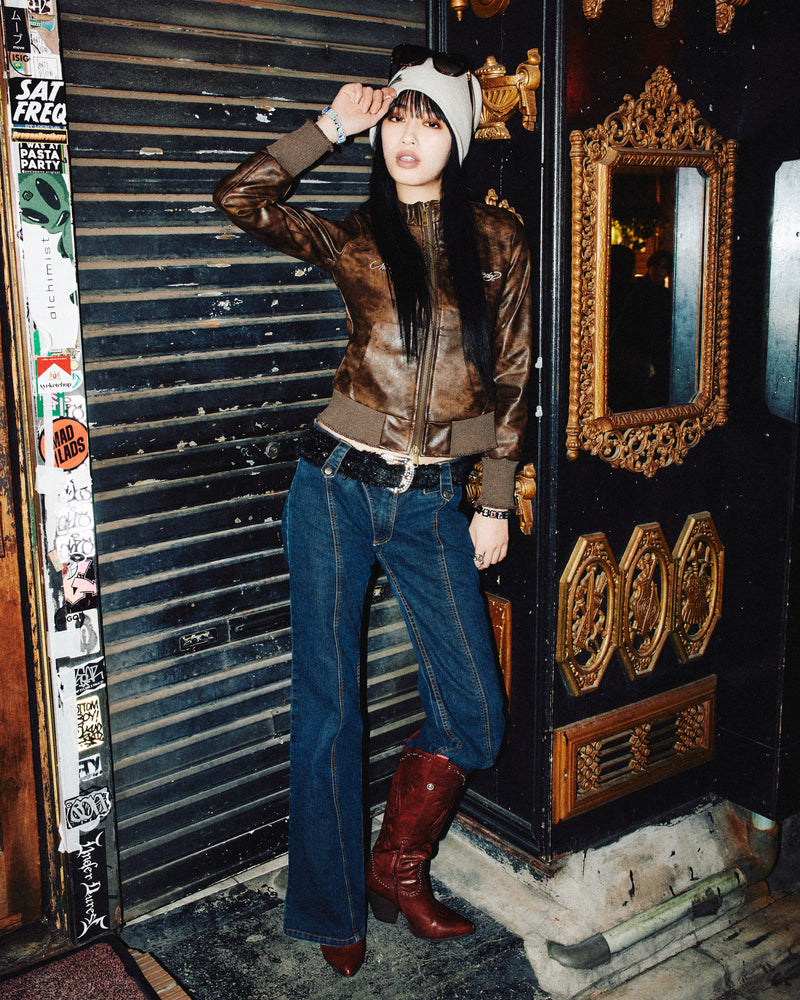 ×Ed Hardy 假皮夹克 