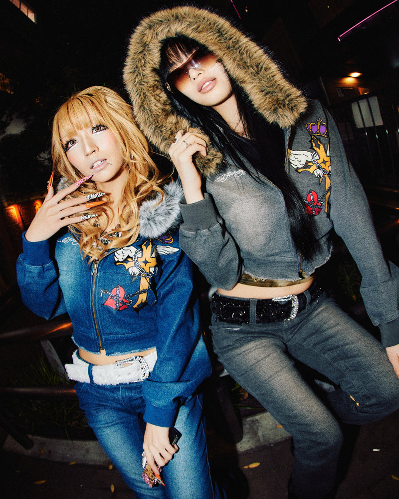 ×Ed Hardy 毛皮牛仔夹克 