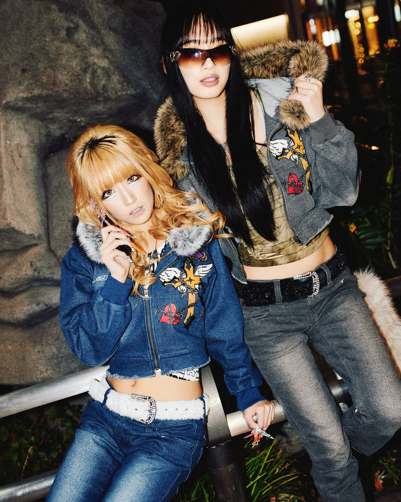 ×Ed Hardy 毛皮牛仔夹克 