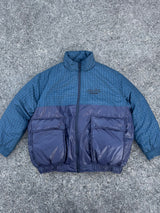 チェックのダウンジャケット 