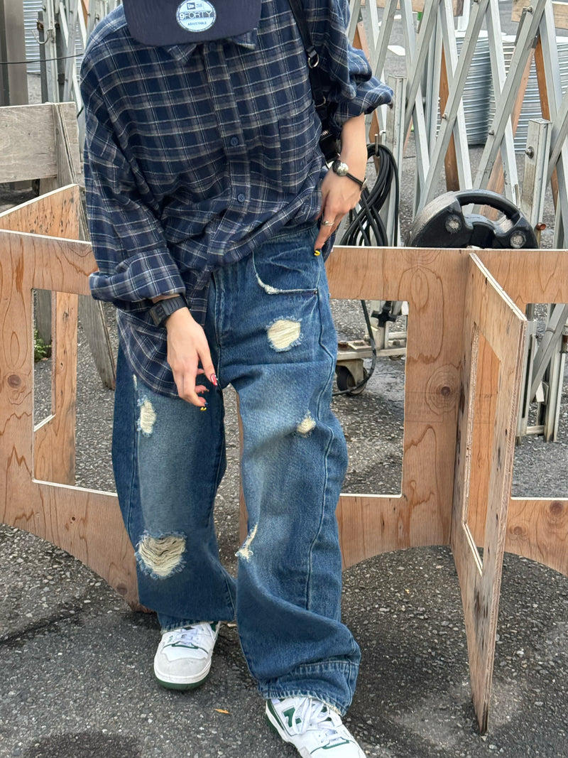 wudge boy over dye damage denim