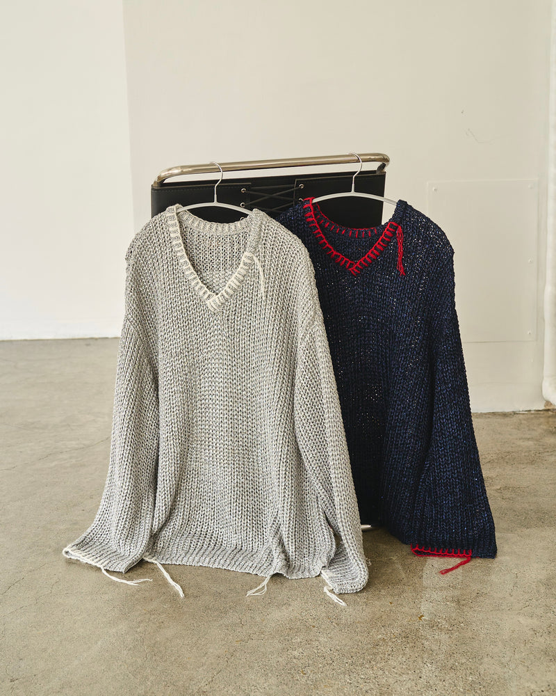 Sparkle Stitching v Neck Sweater