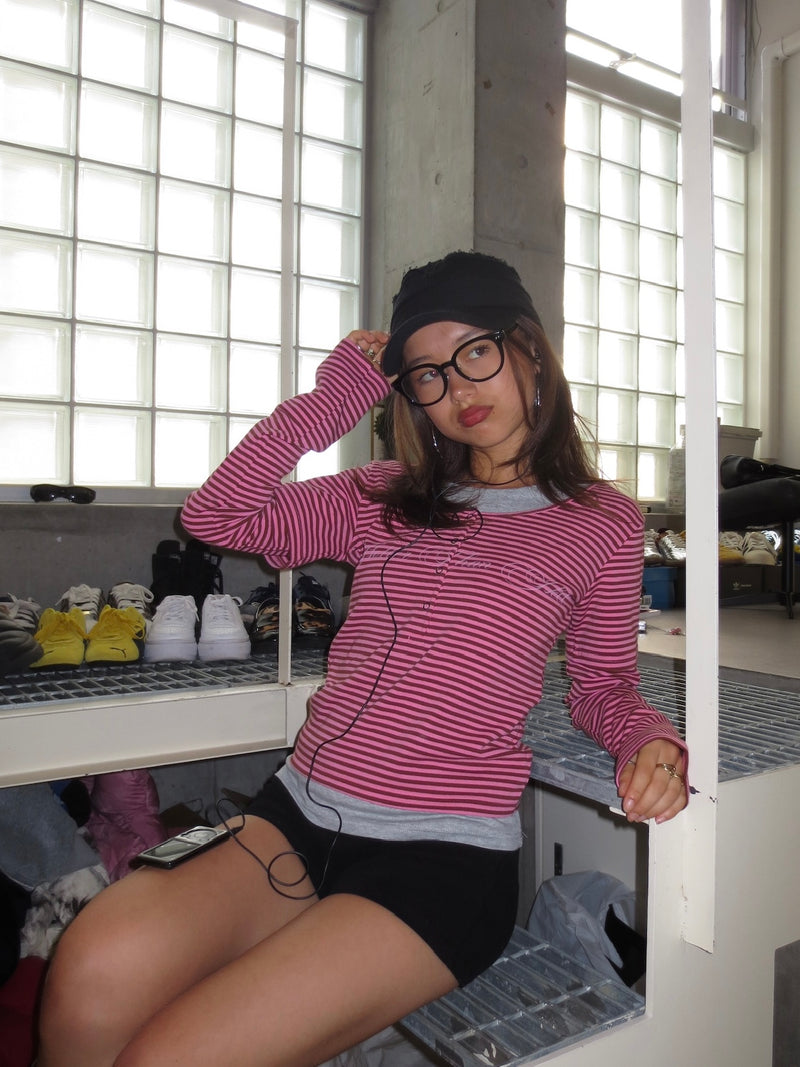 Layered border long tee