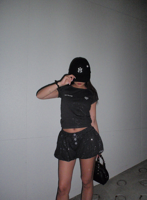 glitter balloon shorts