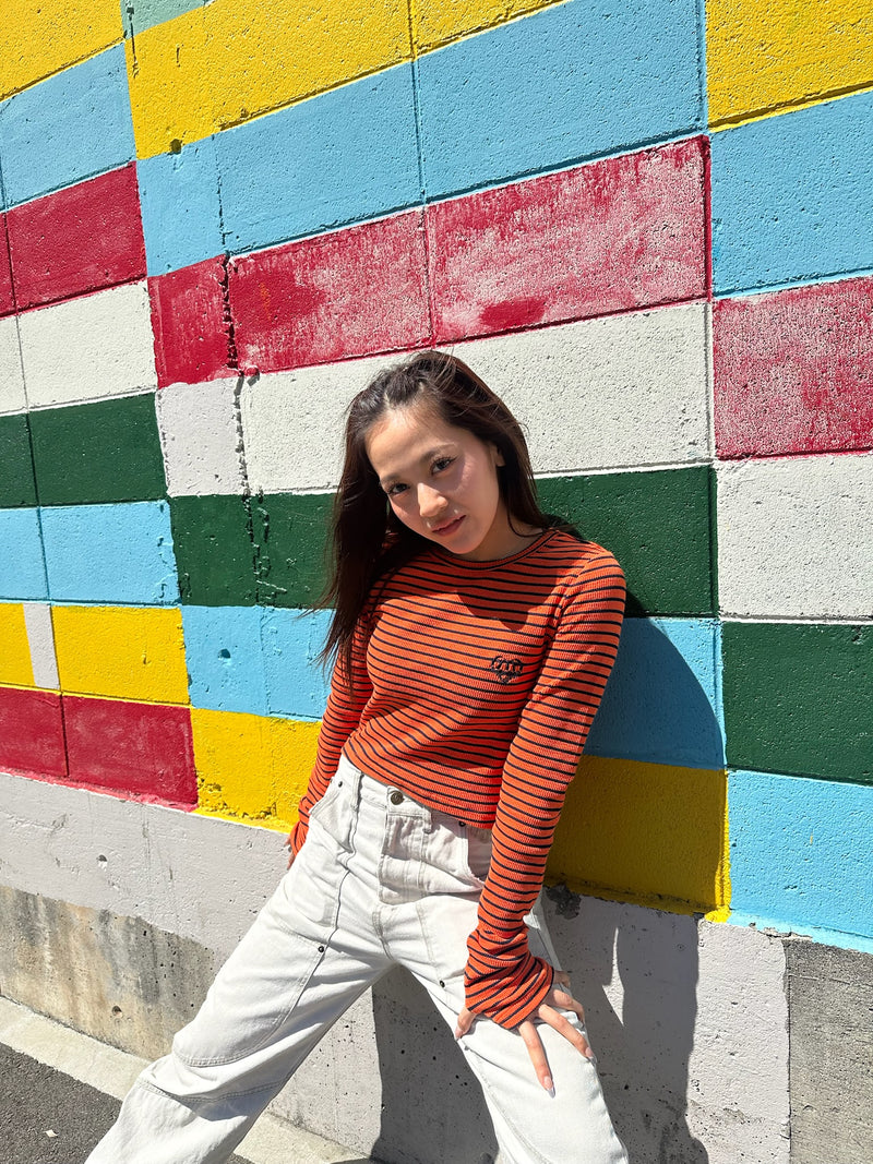 Cropped Border Waffle Long Tee