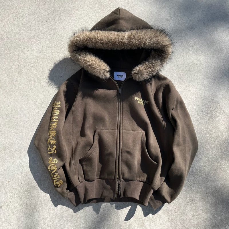 OE logo far zip hoodie