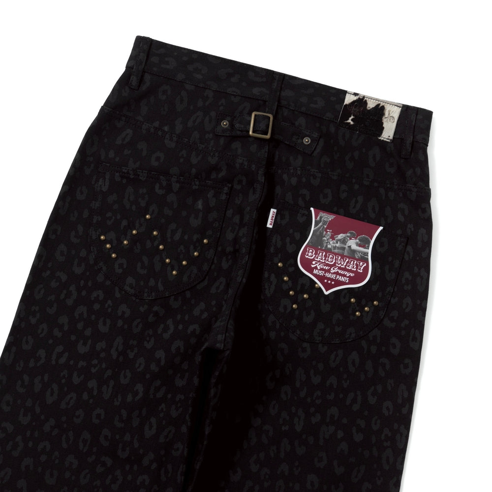 BADWAY Leopard straight denim pants タグ付き Leopard straight denim pants – YZ