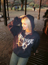 正面蝴蝶標誌拉鍊連帽衫 