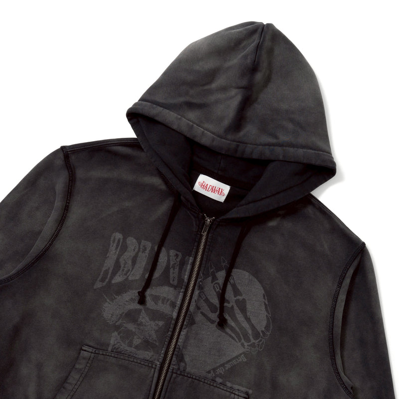 Grunge graphic zip hoodie