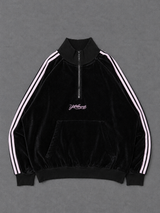 relaxy logo half zip lamé track jacket