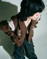 flower embroidery lame tweed varsity jacket