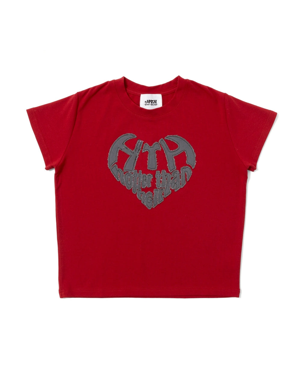 宣伝部 ハートロゴ Tシャツ レッド HEART LOGO APPLIQUE CROPPED TEE – YZ