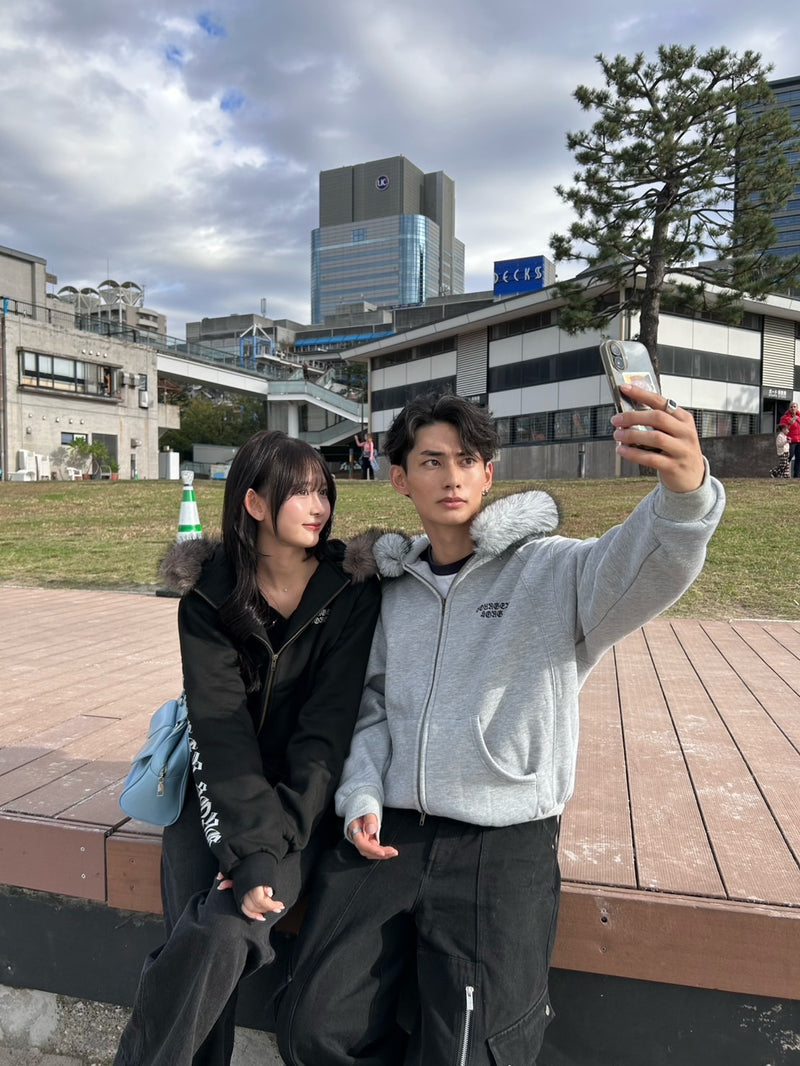 OE logo far zip hoodie