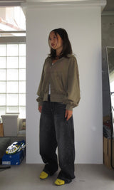 heart logo damage zip hoodie