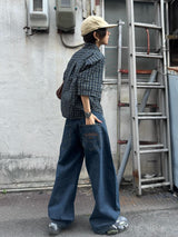 復古風格側縫氣球牛仔褲 