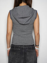 SLEEVELESS STRIPED HOODIE 