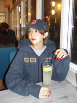 Two point draw code zip hoodie