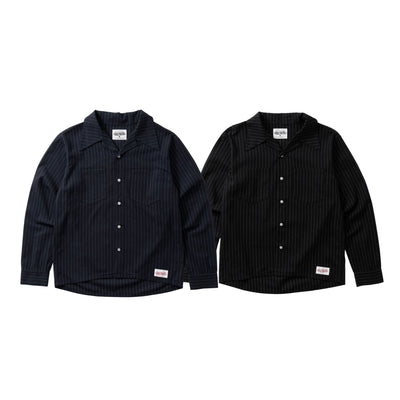 Stripe Open Collar Shirt