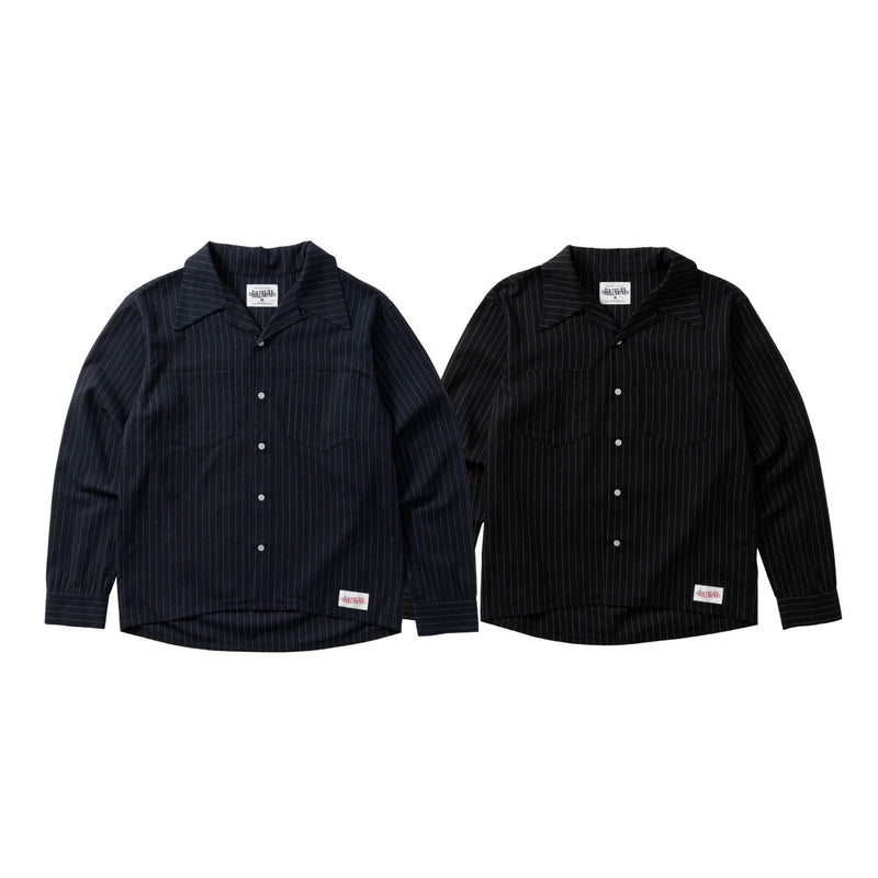 Stripe Open Collar Shirt