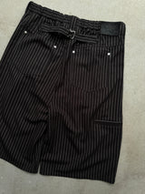 Wide-Pleated Striped Shorts