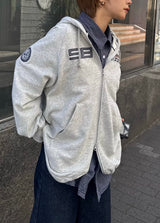 Two point draw code zip hoodie