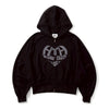 heart logo damage zip hoodie