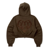 glitter heart logo zip hoodie