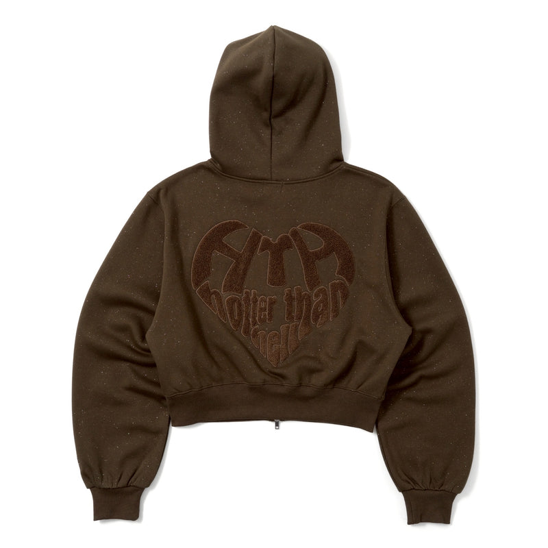 glitter heart logo zip hoodie
