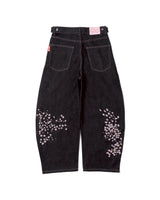 Sakura Embroidered Slub Denim Buggy Pants