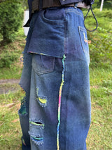 rainbow damage denim