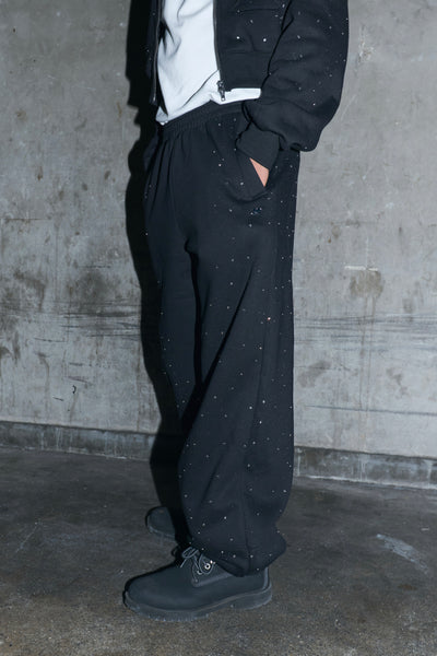 rhinestone curve sweat pants 