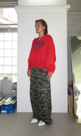 heart logo damage zip hoodie