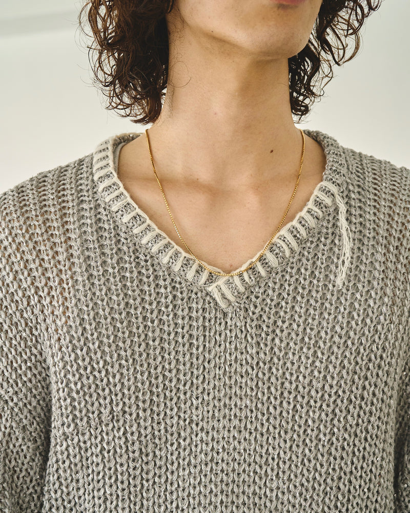 Sparkle Stitching v Neck Sweater