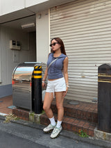 SLEEVELESS STRIPED HOODIE 