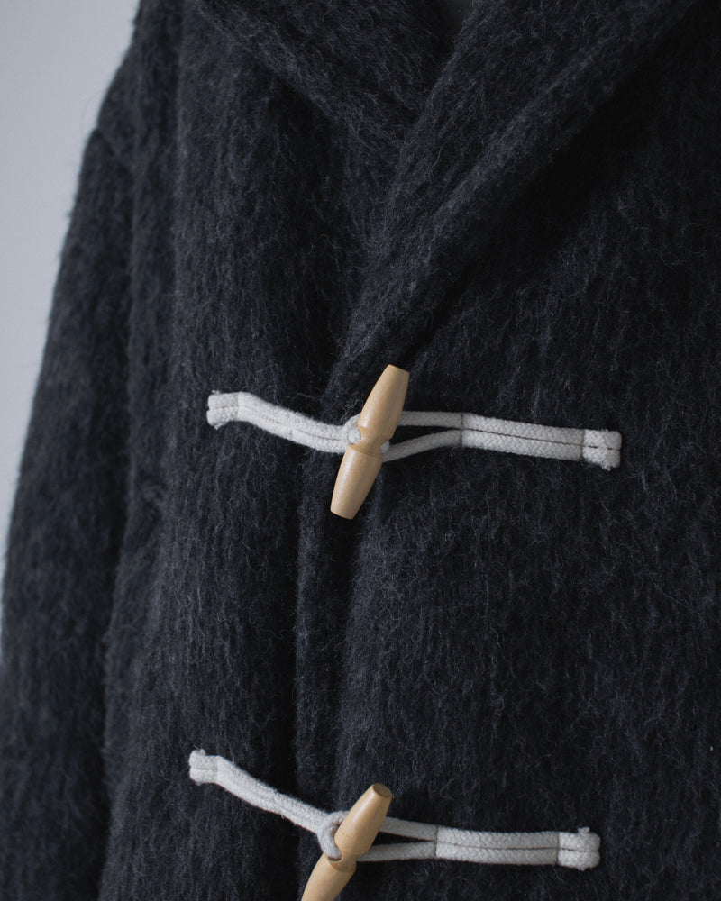 double breasted wool shaggy duffle coat