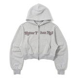 glitter heart logo zip hoodie