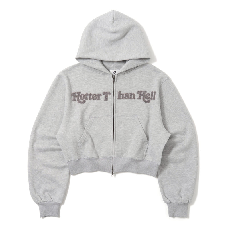 glitter heart logo zip hoodie