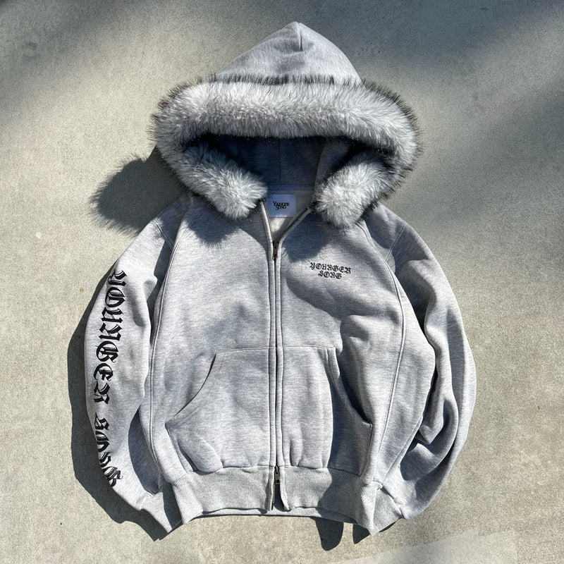 OE logo far zip hoodie