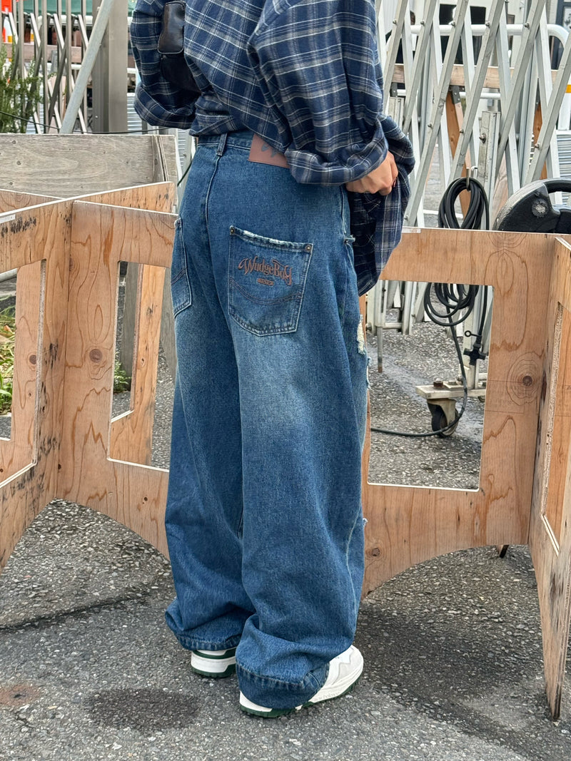 wudge boy over dye damage denim