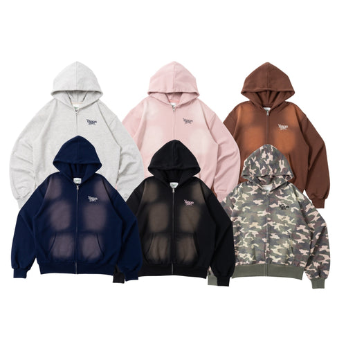 over dye universal logo zip hoodie