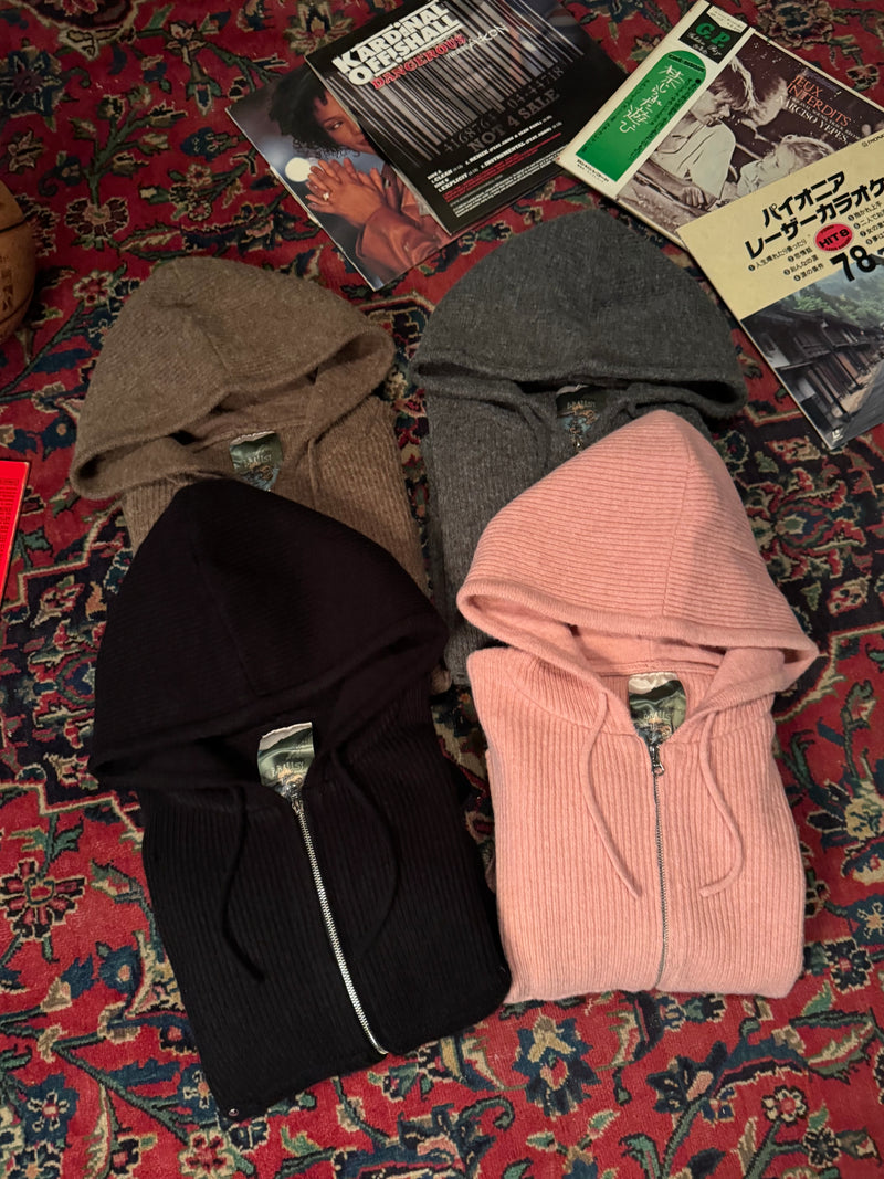 ballsy knit double zip hoodie