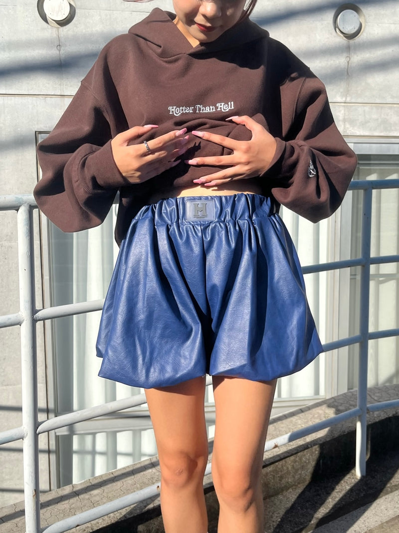 faux leather balloon shorts