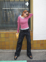 Layered border long tee