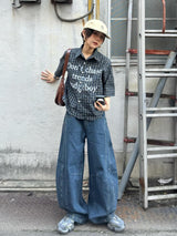 復古風格側縫氣球牛仔褲 