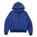 rhinestone scattered zip hoodie