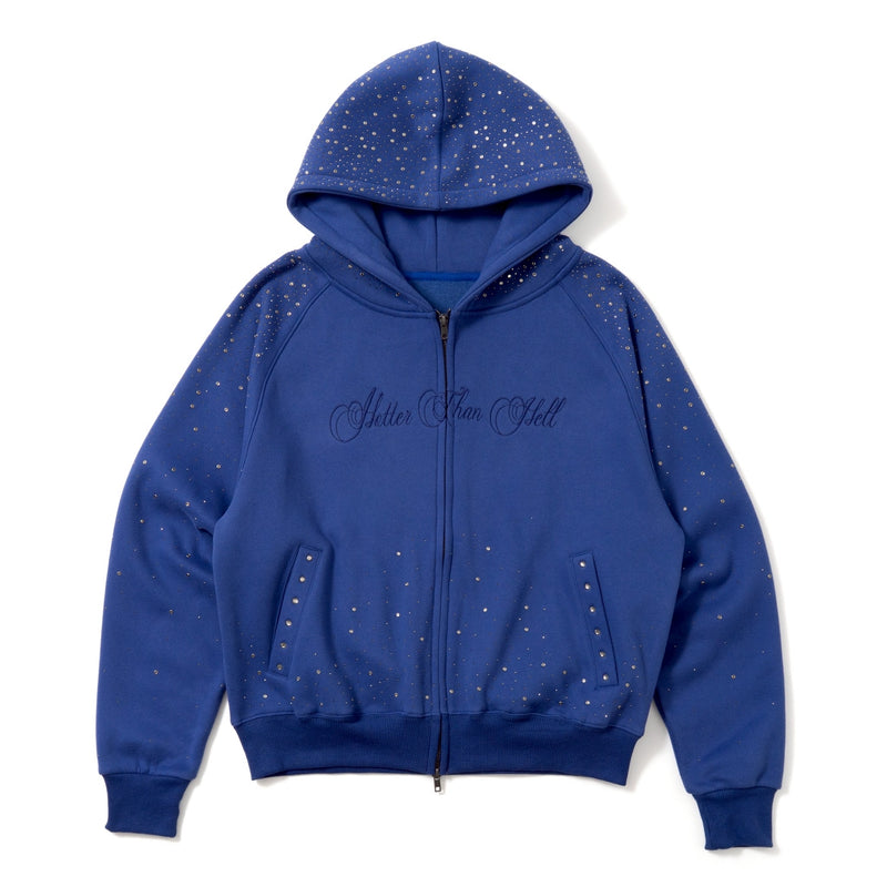 rhinestone scattered zip hoodie