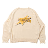 Star Logo v Neck Damage Knit