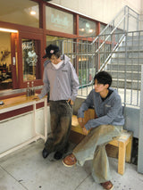 Tribal logo check hooded shirt