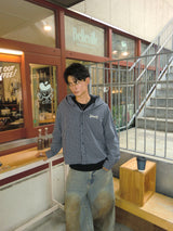 Tribal logo check hooded shirt