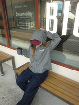 Tribal logo check hooded shirt